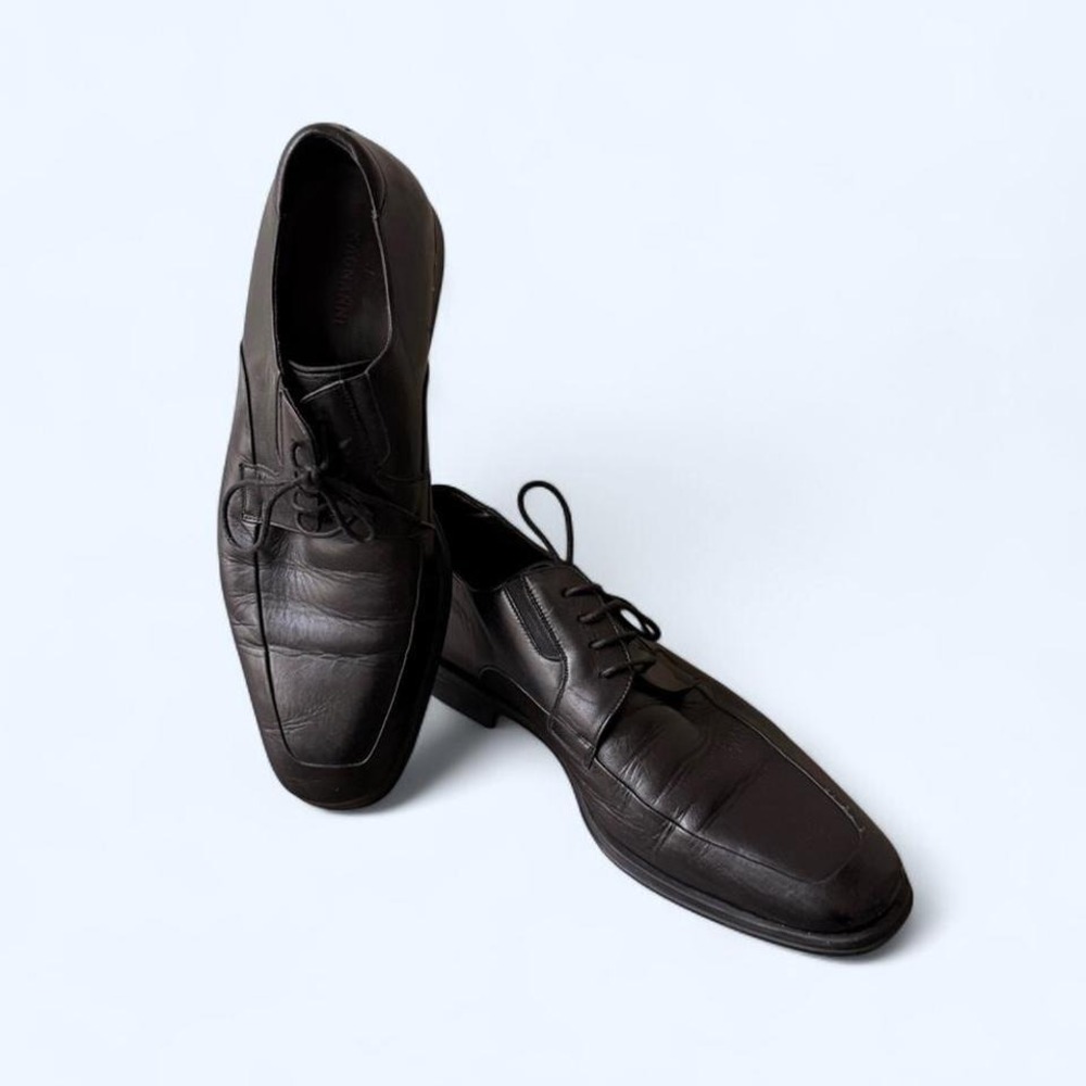 Magnanni Mens Leather Square Toe Lace‎ Up Dress Shoes Brown Size 9.5